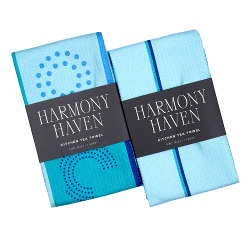 Mod Dot & Arc Line Duo – Soft, Recycled Microfiber Tea Towels in Modern Blue Designs