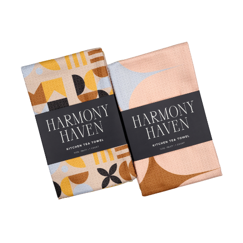 Canyon Stripe & Speckled Field Duo – Soft, Recycled Microfiber Tea Towels in Modern Earth Tones